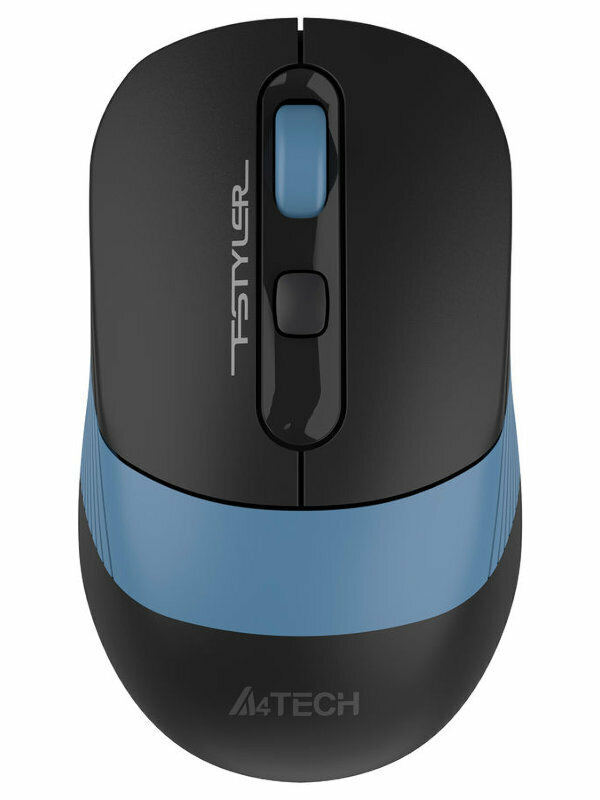 Мышь A4TECH Fstyler FB10C, оптическая, беспроводная, USB, черный и синий [fb10c ash blue]