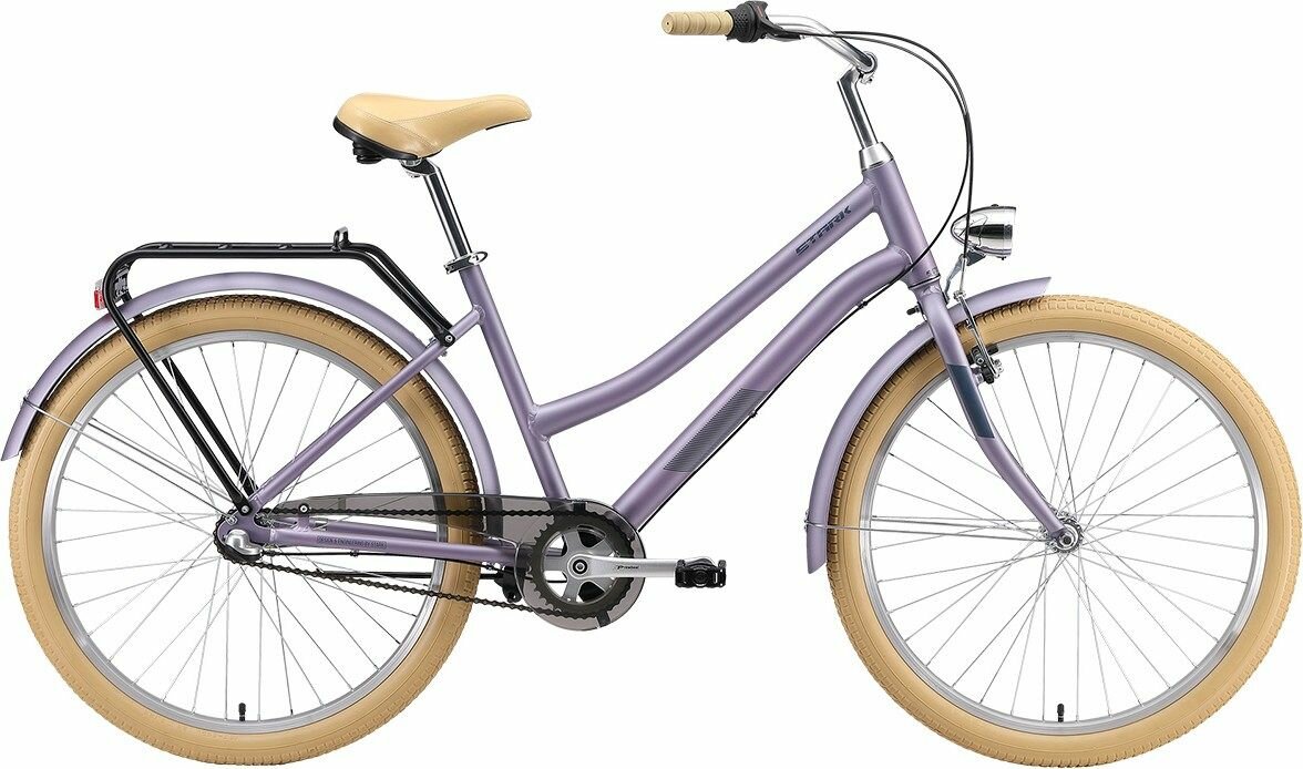 Stark Comfort Lady 3-speed (2024) (Велосипед Stark'24 Comfort Lady 3speed сиреневый мат металлик/серый/бежевый 14.5", HQ-0014074)