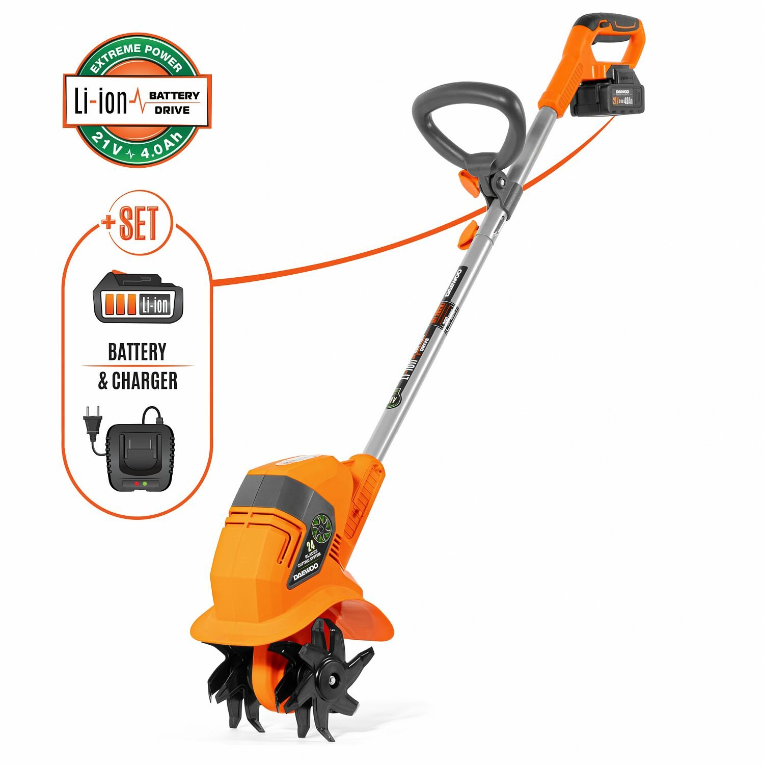 Power Products Культиватор аккумуляторный DAEWOO DAT 2021LI 21В