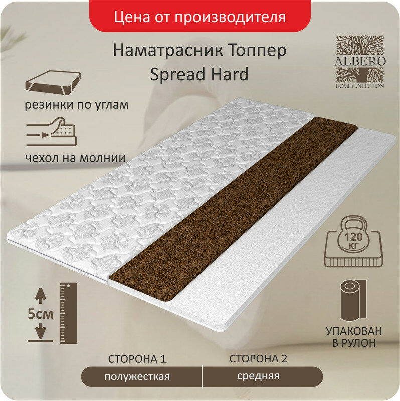 Матрас диванный (топпер) ортопедический ALBERO Spread Hard