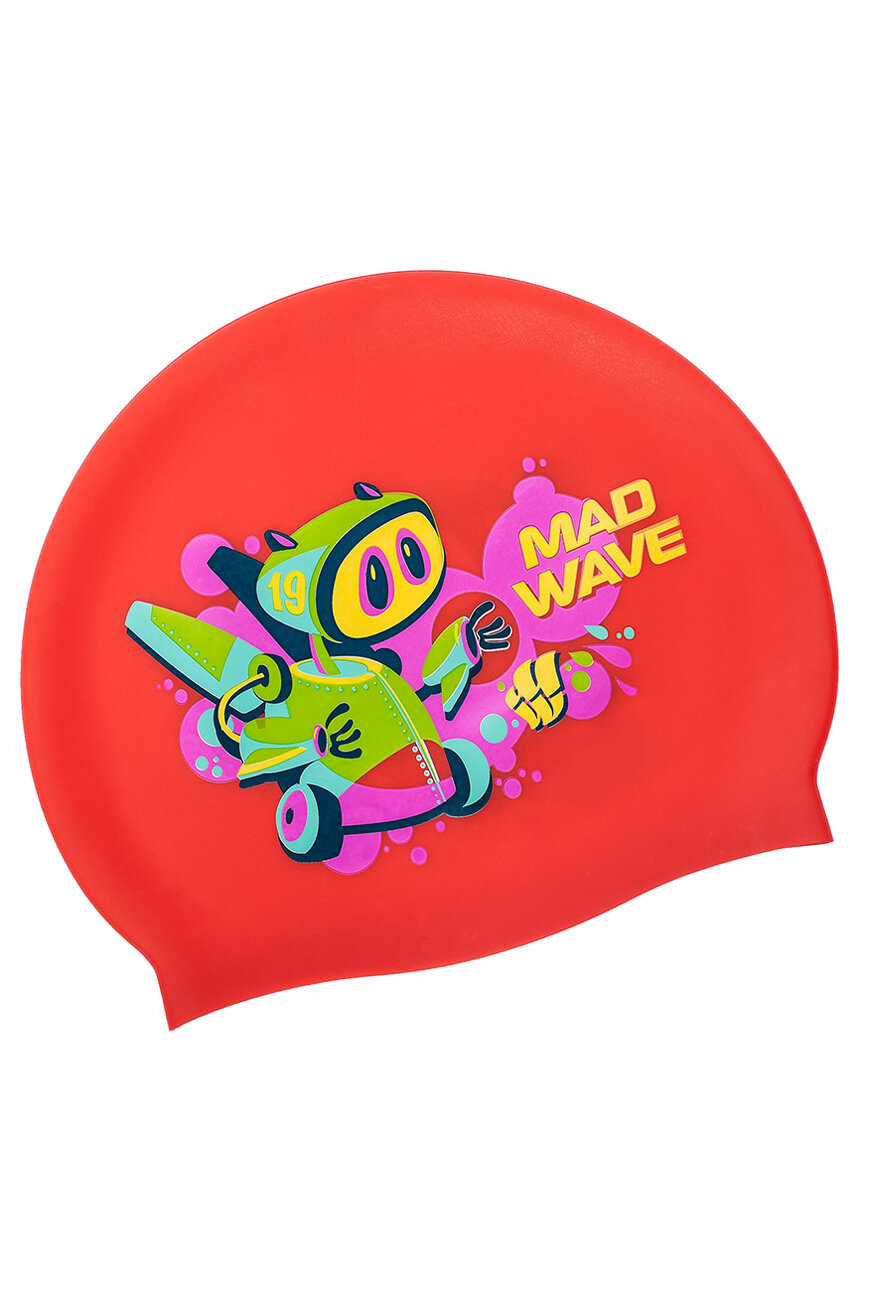 Юниорская силиконовая шапочка MAD WAVE, MAD BOT, Azure M0579 15 0 08W