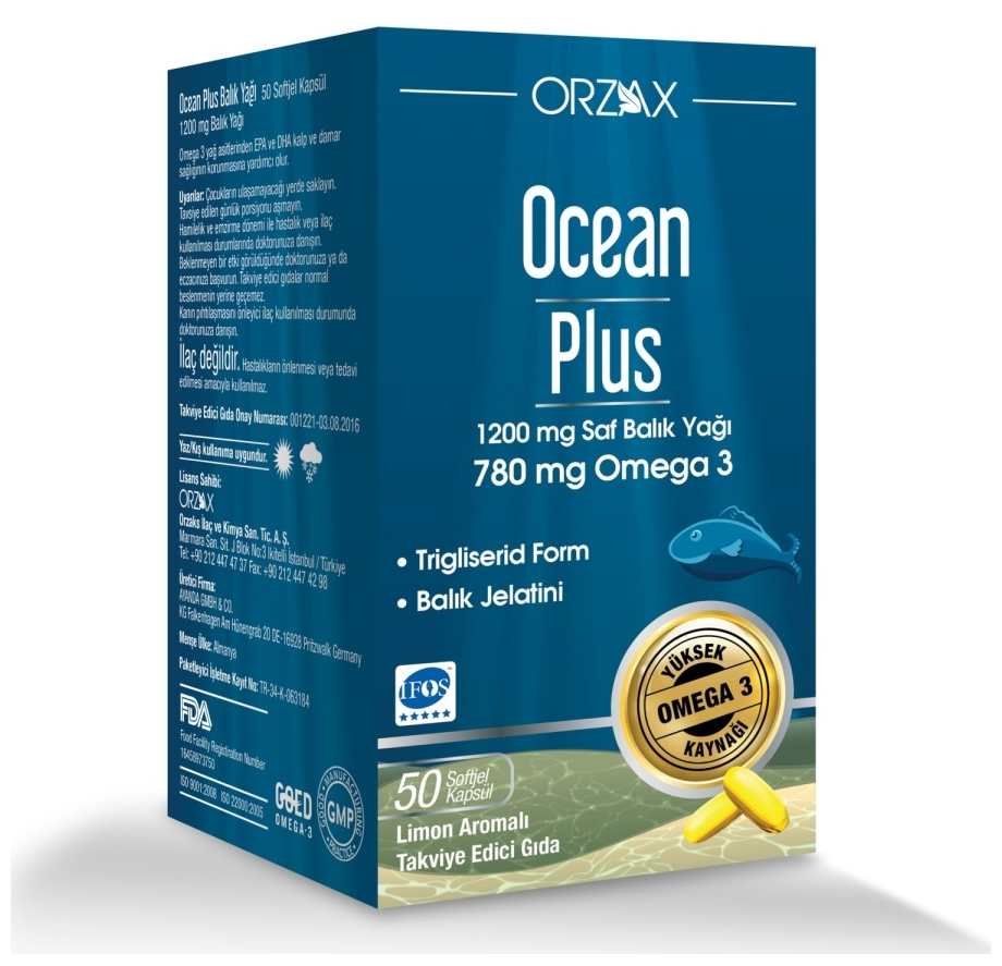 Рыбий жир Омега-3 780 мг ORZAX Ocean plus, 50 капсул