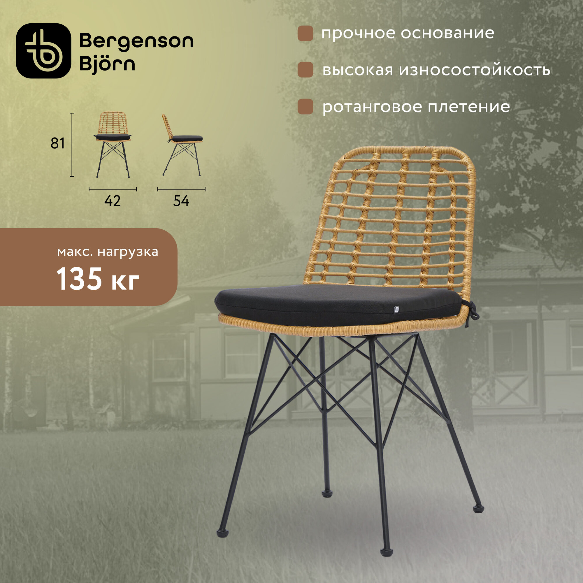 Стул Vetle Flat из ротанга Bergenson Bjorn, BB0000478