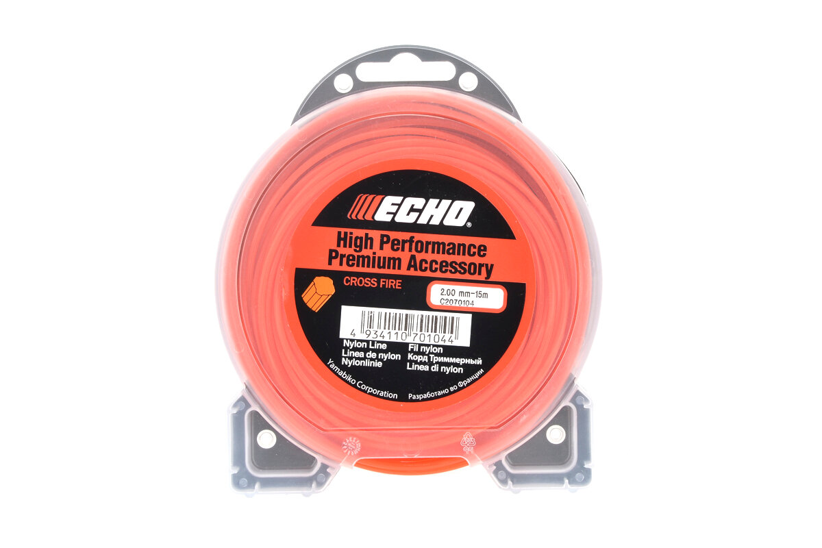 Леска для триммера 2,0мм*15м Cross Fire (крест) ECHO для бензокосы PATRIOT PT 3555 ES Country (20068158)