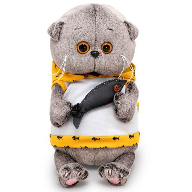 BASA collection Budi Basa Мягкая игрушка Кот Басик Baby в худи и с рыбкой 20 см BB-139