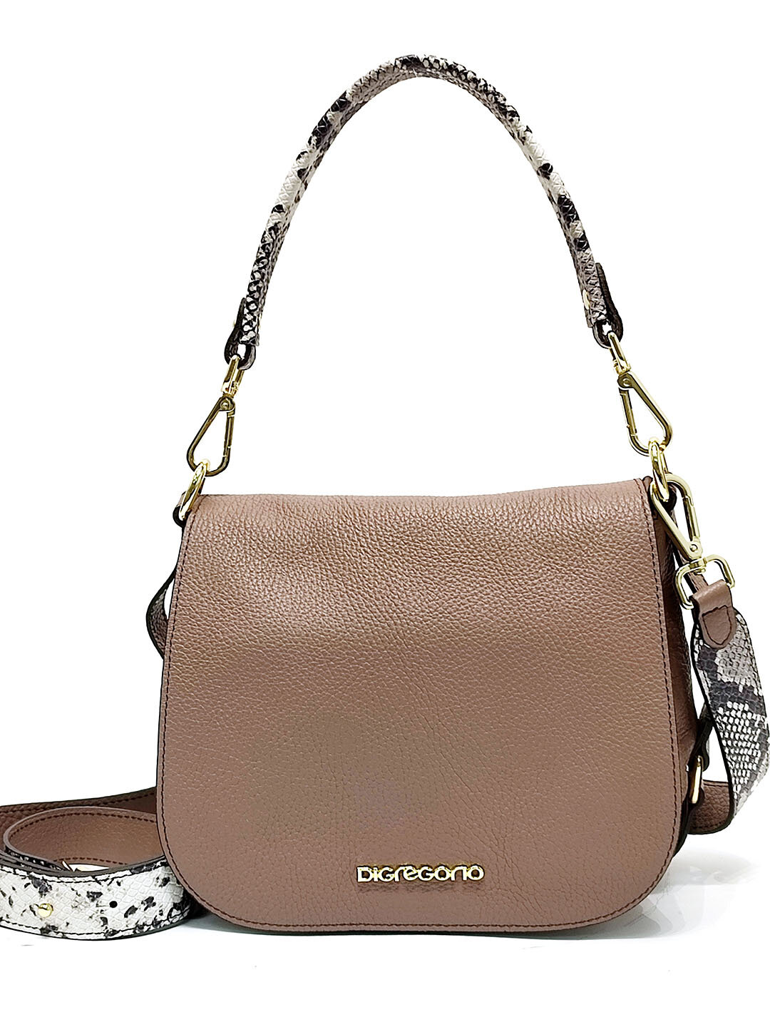 Сумка Di Gregorio gr03237 vitello/piton taupe oro